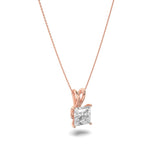 1CTW Princess Shaped Lab Grown Diamond (F/VS) Split Bale Solitaire Pendant in 14K Gold