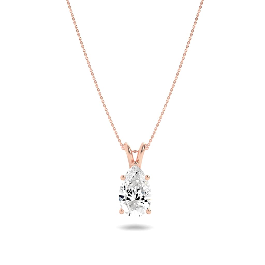 1CTW Pear Shaped Lab Grown Diamond (F/VS) Split Bale Solitaire Pendant in 14K Gold