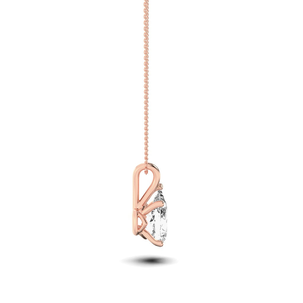 1CTW Pear Shaped Lab Grown Diamond (F/VS) Split Bale Solitaire Pendant in 14K Gold