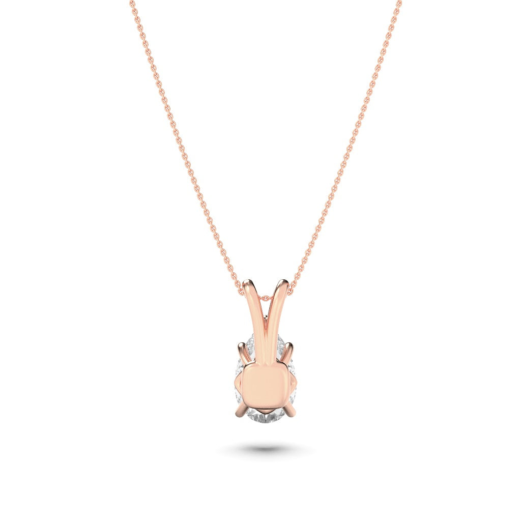1CTW Pear Shaped Lab Grown Diamond (F/VS) Split Bale Solitaire Pendant in 14K Gold