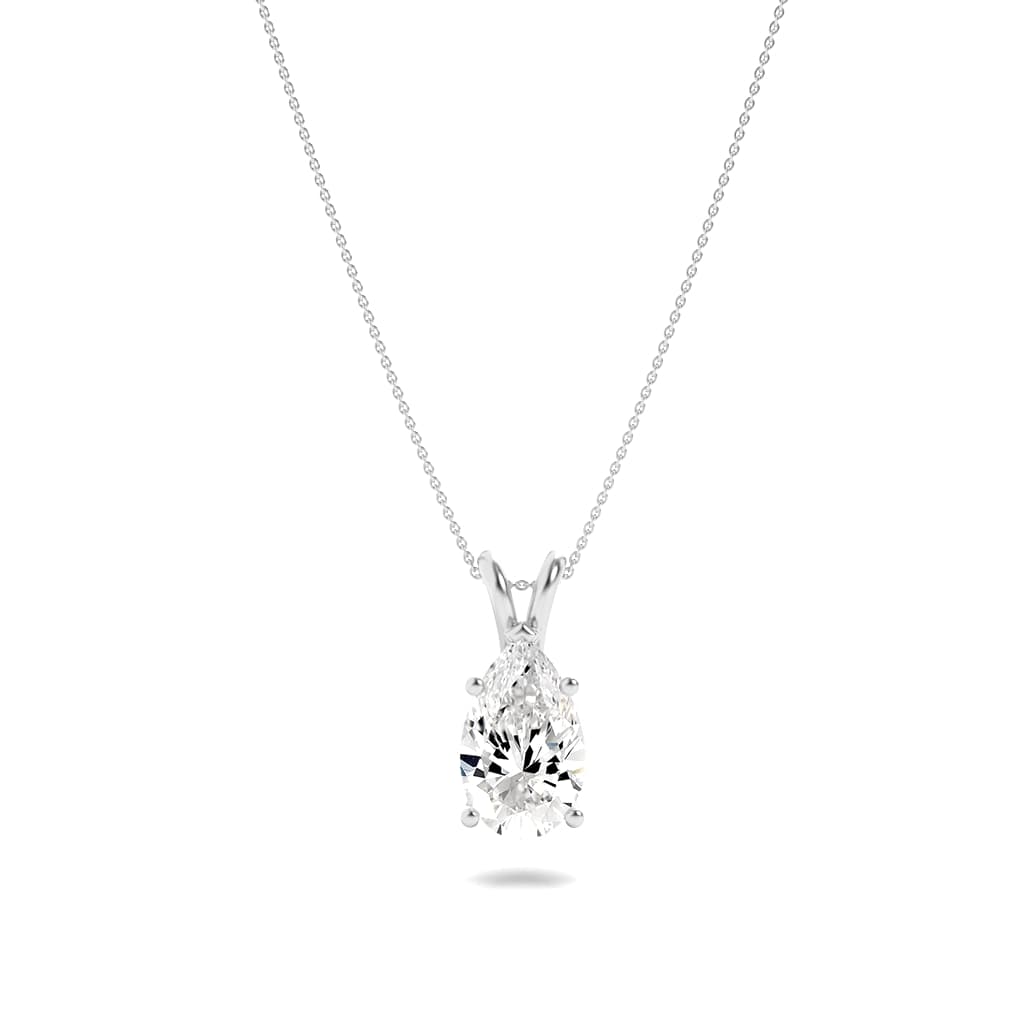 2CTW Pear Shaped Lab Grown Diamond (F/VS) Split Bale Solitaire Pendant in 14K Gold