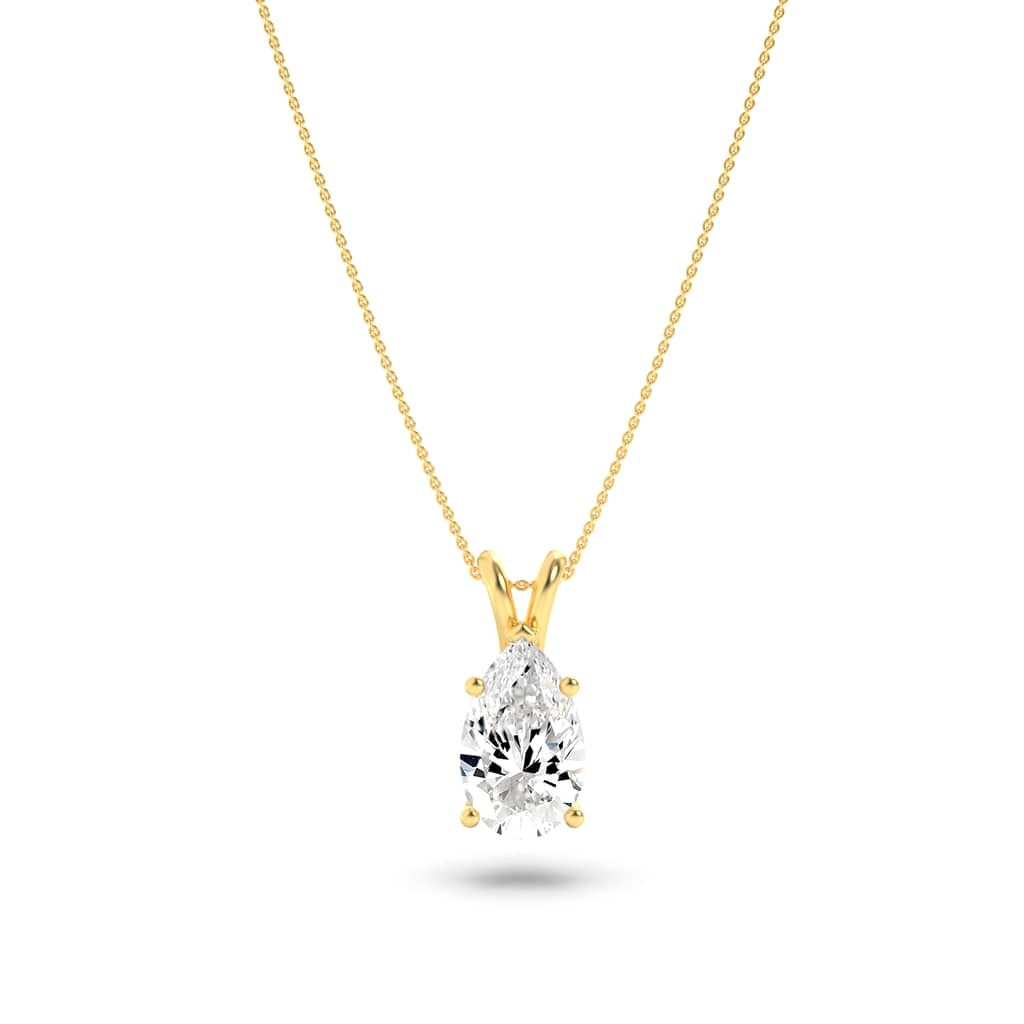 2CTW Pear Shaped Lab Grown Diamond (F/VS) Split Bale Solitaire Pendant in 14K Gold