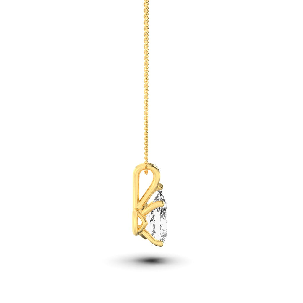 2CTW Pear Shaped Lab Grown Diamond (F/VS) Split Bale Solitaire Pendant in 14K Gold