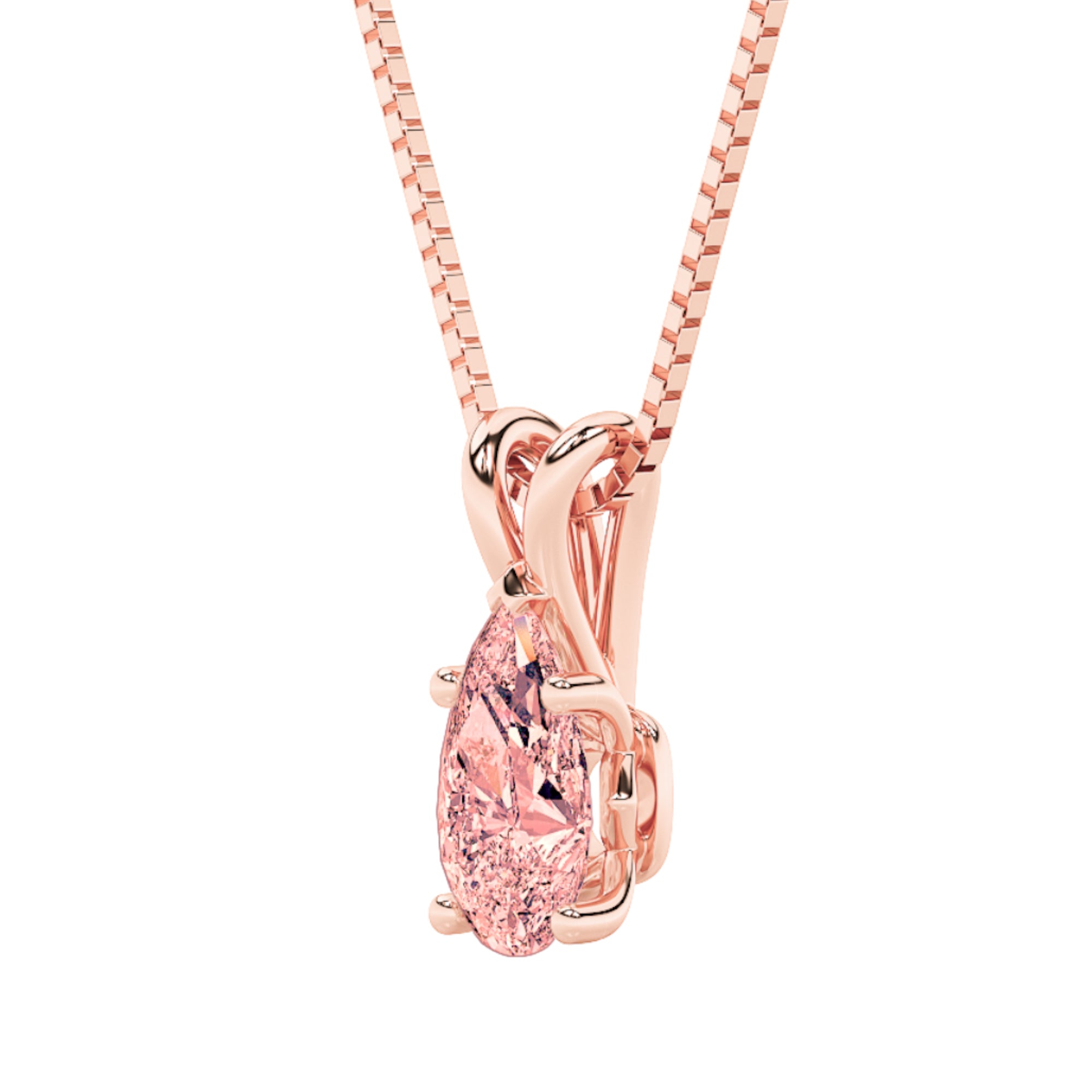 2CTW Pear Shaped Lab Grown Diamond (F/VS) Split Bale Solitaire Pendant in 14K Gold