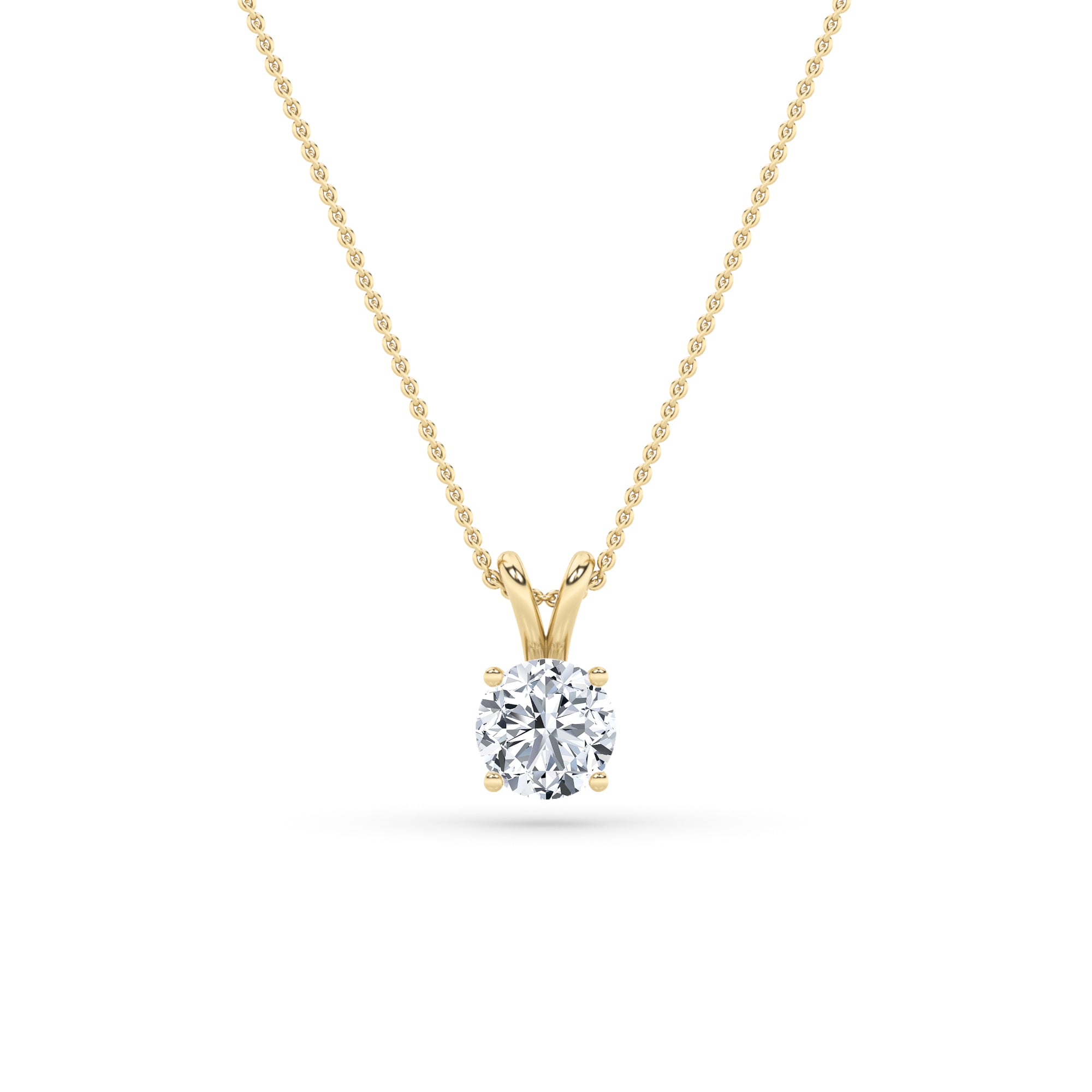 3CTW Round Shaped Lab Grown Diamond (F/VS) Split Bale Solitaire Pendant in 14K Gold