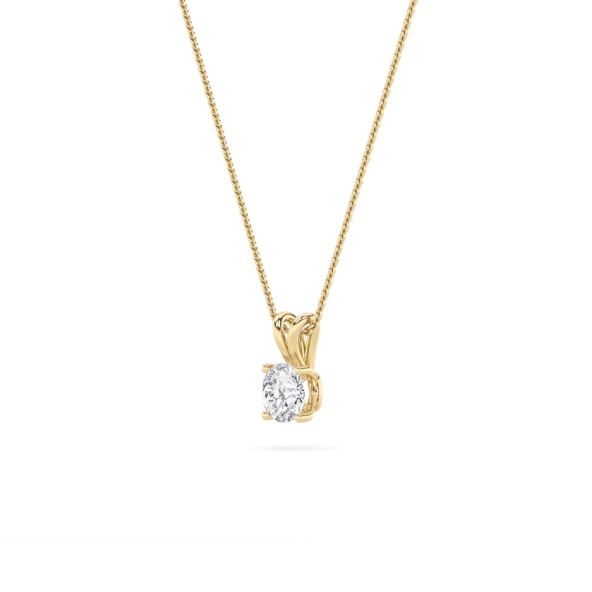 3CTW Round Shaped Lab Grown Diamond (F/VS) Split Bale Solitaire Pendant in 14K Gold