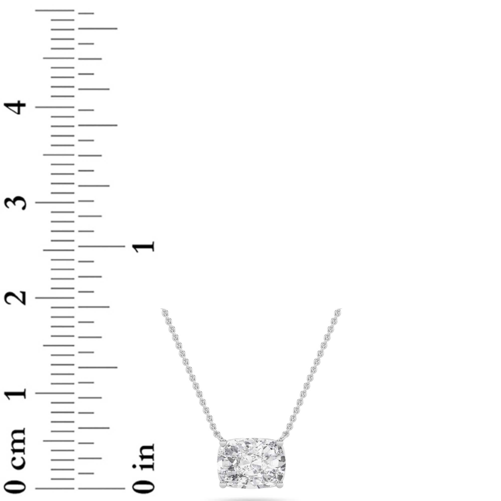1CTW Elongated Cushion Shaped Lab Grown Diamond (F/VS) East West Solitaire Necklace in 14K Gold