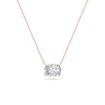 1CTW Elongated Cushion Shaped Lab Grown Diamond (F/VS) East West Solitaire Necklace in 14K Gold