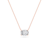 1CTW Elongated Cushion Shaped Lab Grown Diamond (F/VS) East West Solitaire Necklace in 14K Gold