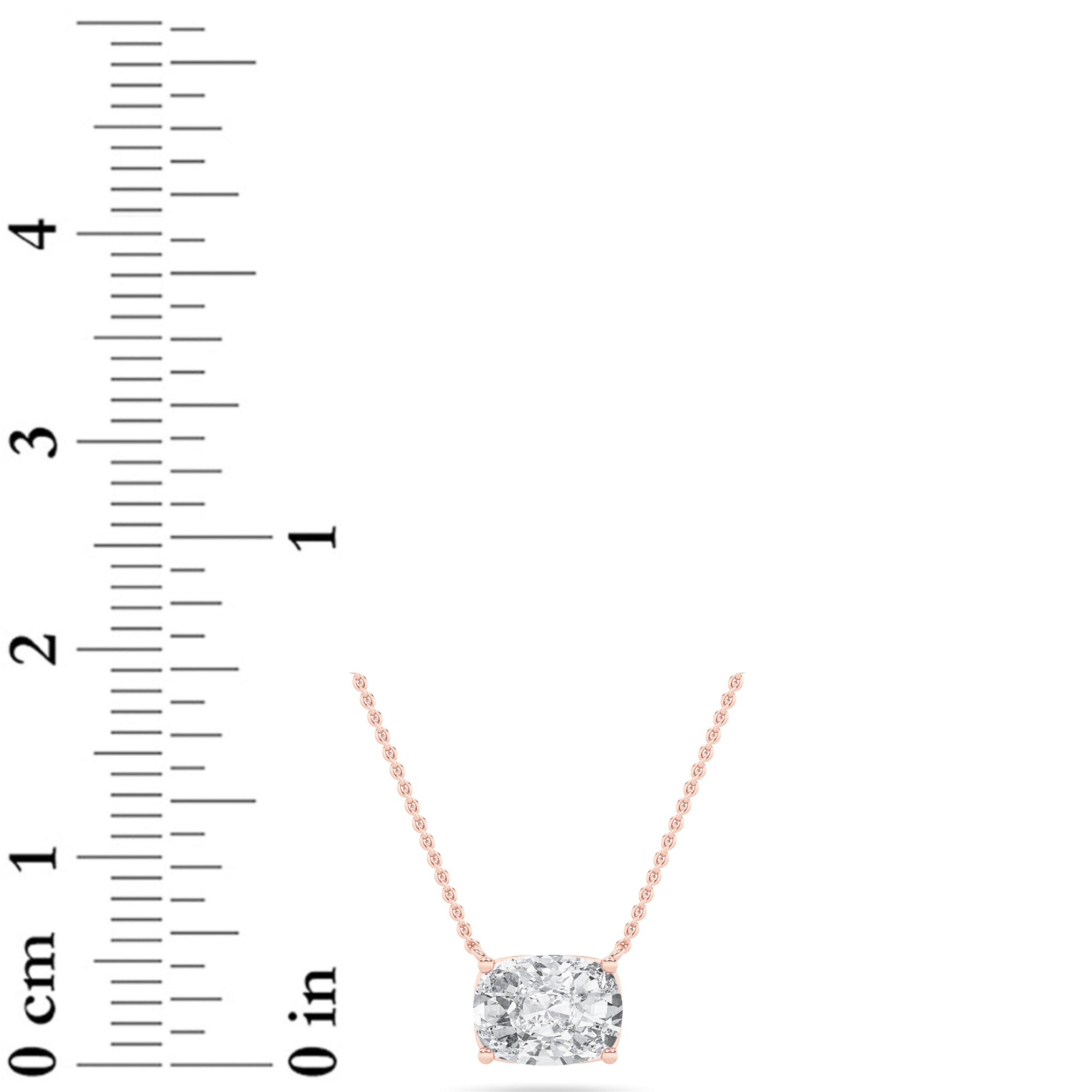 1CTW Elongated Cushion Shaped Lab Grown Diamond (F/VS) East West Solitaire Necklace in 14K Gold