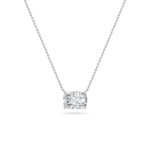 2CTW Elongated Cushion Shaped Lab Grown Diamond (F/VS) East West Solitaire Necklace in 14K Gold