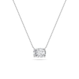 2CTW Elongated Cushion Shaped Lab Grown Diamond (F/VS) East West Solitaire Necklace in 14K Gold