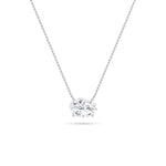 1CTW Oval Shaped Lab Grown Diamond (F/VS) East West Solitaire Necklace in 14K Gold