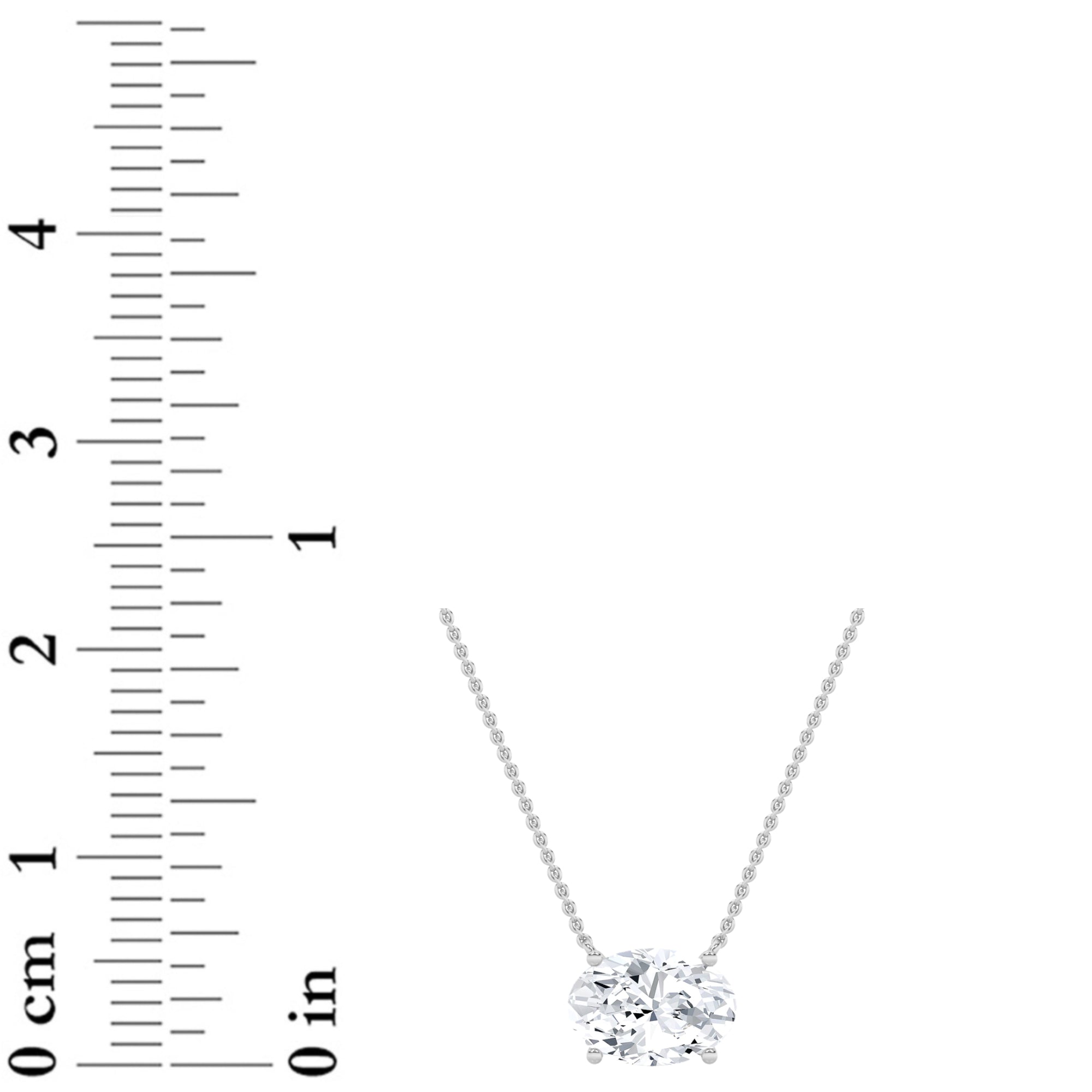 1CTW Oval Shaped Lab Grown Diamond (F/VS) East West Solitaire Necklace in 14K Gold