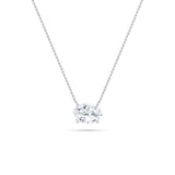2CTW Oval Shaped Lab Grown Diamond (F/VS) East West Solitaire Necklace in 14K Gold