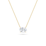 2CTW Oval Shaped Lab Grown Diamond (F/VS) East West Solitaire Necklace in 14K Gold