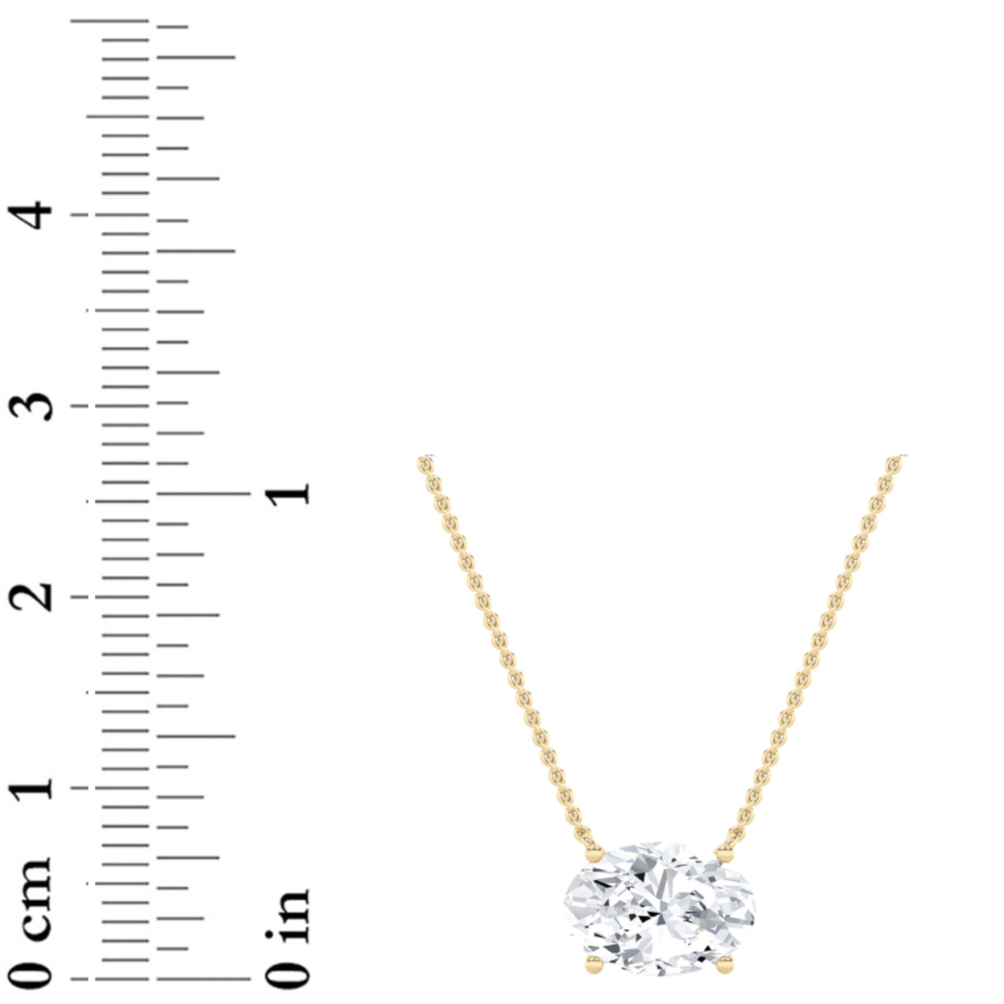 2CTW Oval Shaped Lab Grown Diamond (F/VS) East West Solitaire Necklace in 14K Gold