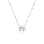 2CTW Oval Shaped Lab Grown Diamond (F/VS) East West Solitaire Necklace in 14K Gold