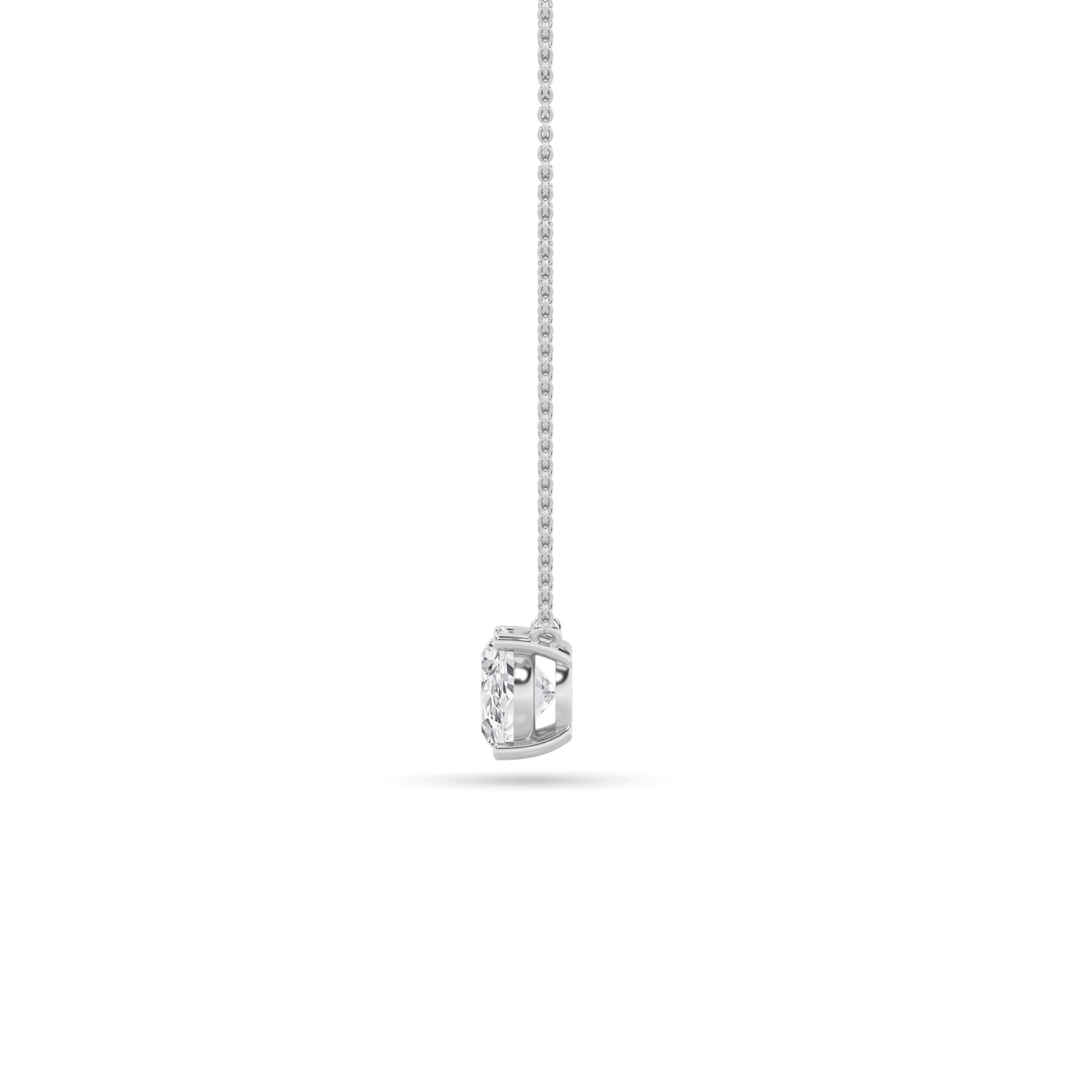 3CTW Oval Shaped Lab Grown Diamond (F/VS) East West Solitaire Necklace in 14K Gold