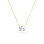 3CTW Oval Shaped Lab Grown Diamond (F/VS) East West Solitaire Necklace in 14K Gold