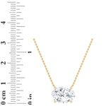 3CTW Oval Shaped Lab Grown Diamond (F/VS) East West Solitaire Necklace in 14K Gold