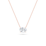 3CTW Oval Shaped Lab Grown Diamond (F/VS) East West Solitaire Necklace in 14K Gold