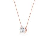 3CTW Oval Shaped Lab Grown Diamond (F/VS) East West Solitaire Necklace in 14K Gold