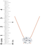 3CTW Oval Shaped Lab Grown Diamond (F/VS) East West Solitaire Necklace in 14K Gold