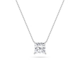 1CTW Princess Shaped Lab Grown Diamond (F/VS) Solitaire Necklace in 14K Gold