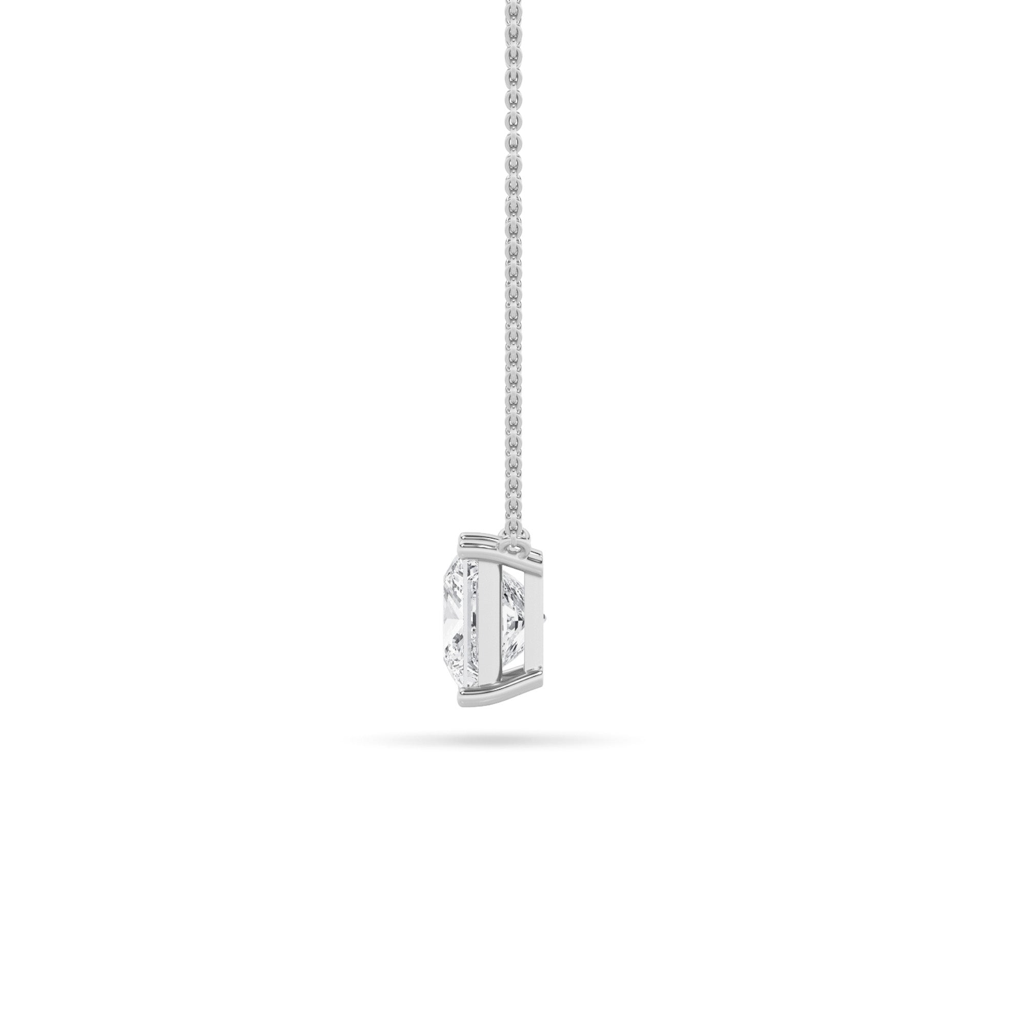 1CTW Princess Shaped Lab Grown Diamond (F/VS) Solitaire Necklace in 14K Gold