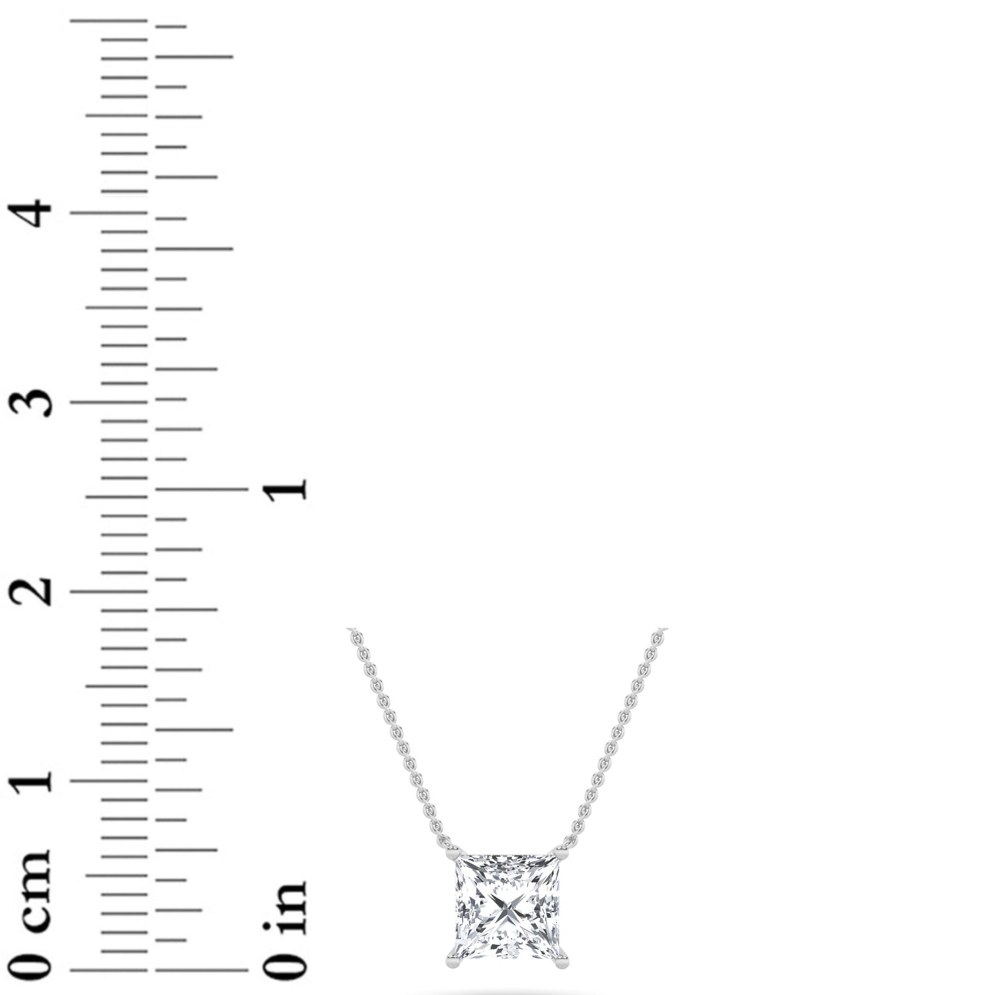 1CTW Princess Shaped Lab Grown Diamond (F/VS) Solitaire Necklace in 14K Gold