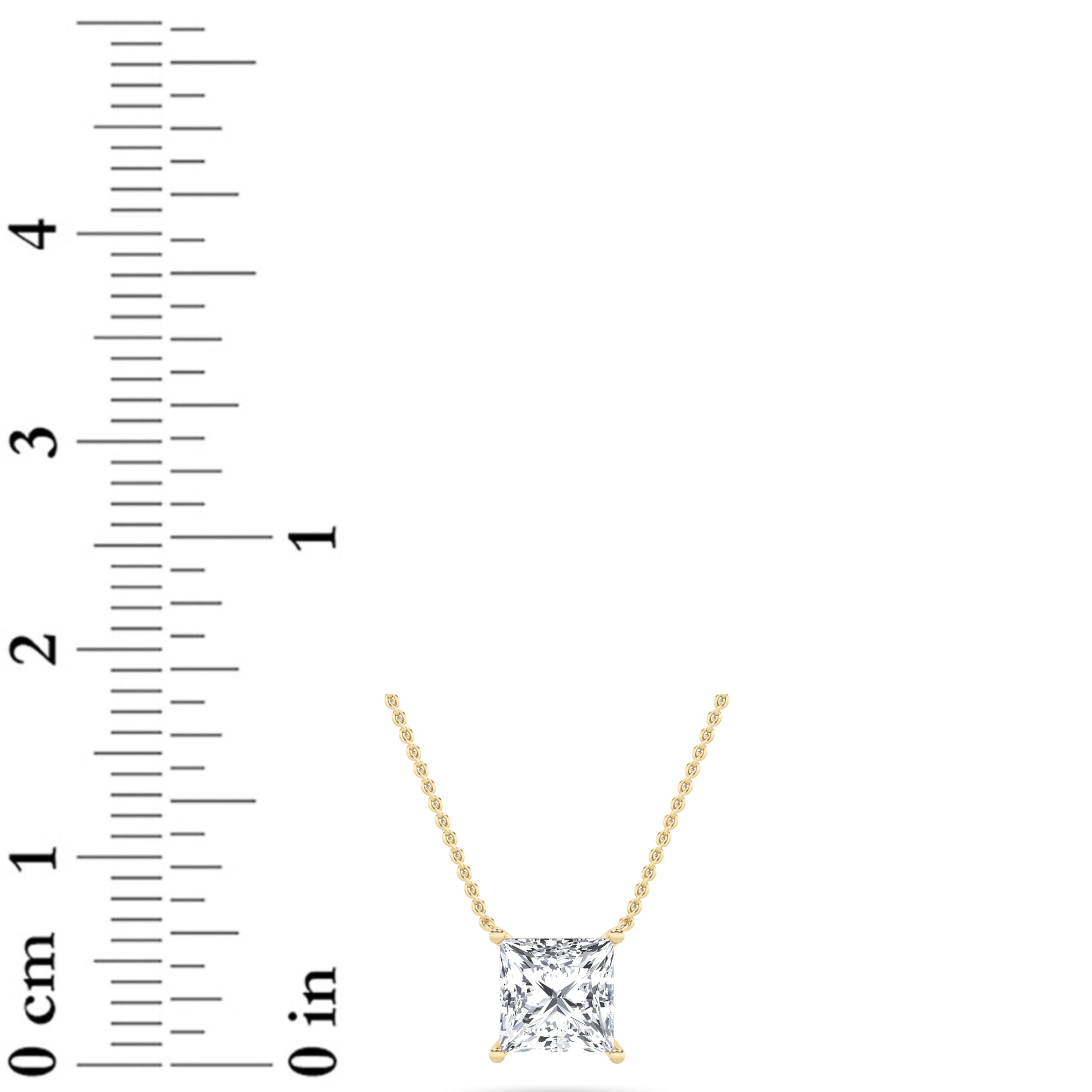 1CTW Princess Shaped Lab Grown Diamond (F/VS) Solitaire Necklace in 14K Gold