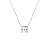 1CTW Princess Shaped Lab Grown Diamond (F/VS) Solitaire Necklace in 14K Gold