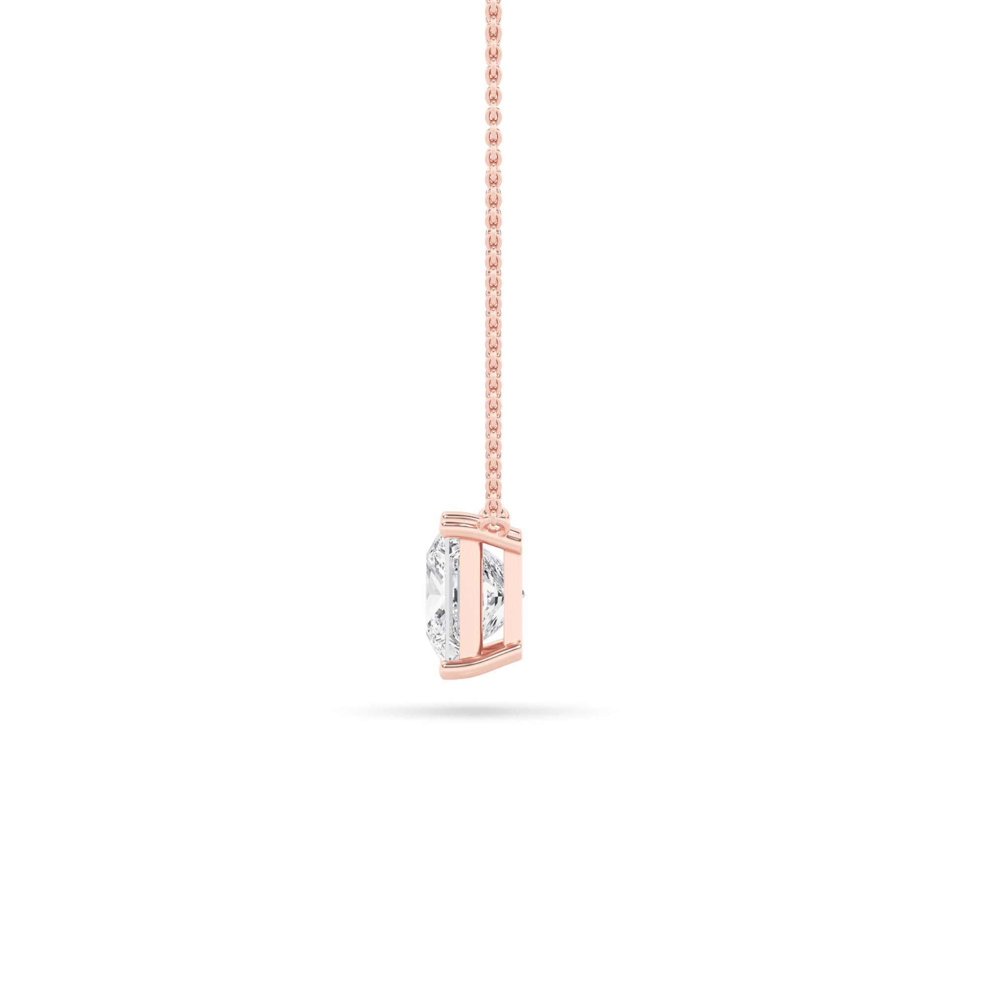 1CTW Princess Shaped Lab Grown Diamond (F/VS) Solitaire Necklace in 14K Gold