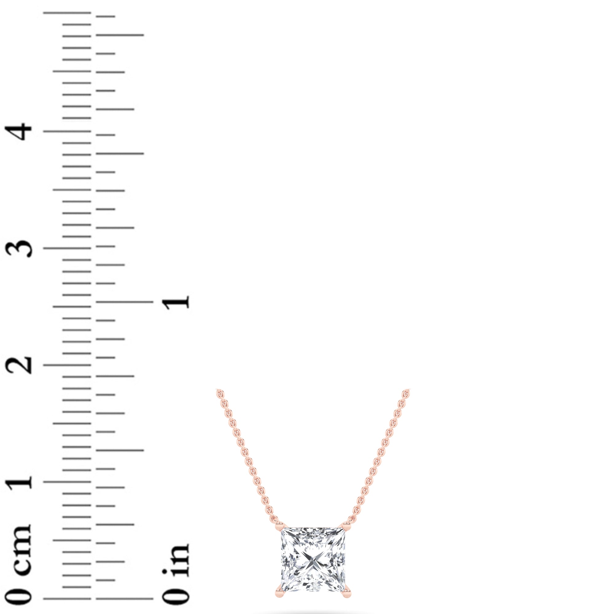 1CTW Princess Shaped Lab Grown Diamond (F/VS) Solitaire Necklace in 14K Gold