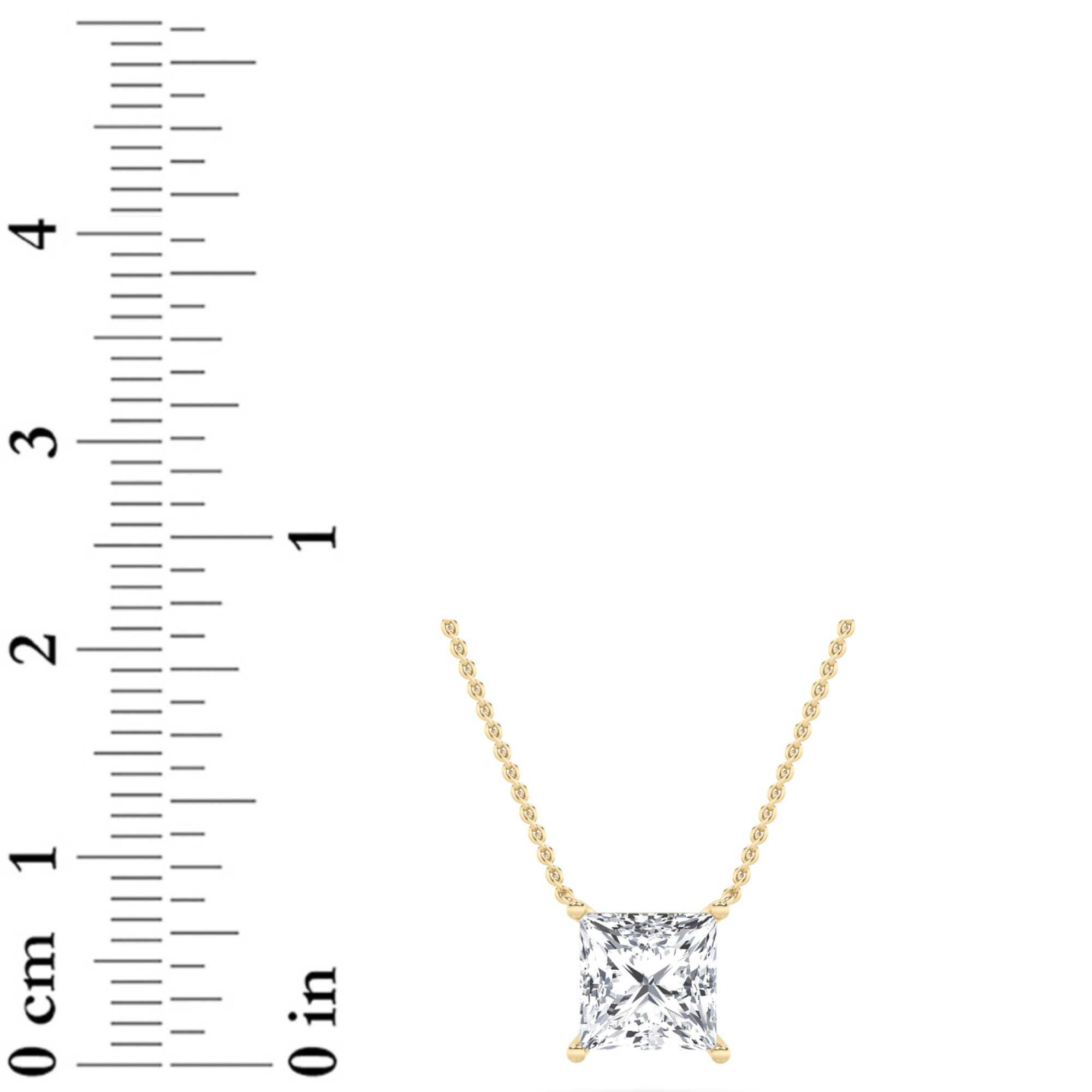 2CTW Princess Shaped Lab Grown Diamond (F/VS) Solitaire Necklace in 14K Gold