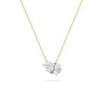 1CTW Pear Shaped Lab Grown Diamond (F/VS) East West Solitaire Necklace in 14K Gold