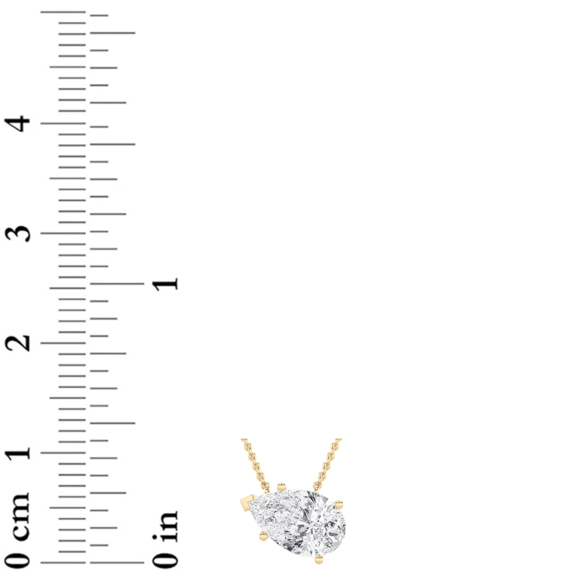 1CTW Pear Shaped Lab Grown Diamond (F/VS) East West Solitaire Necklace in 14K Gold