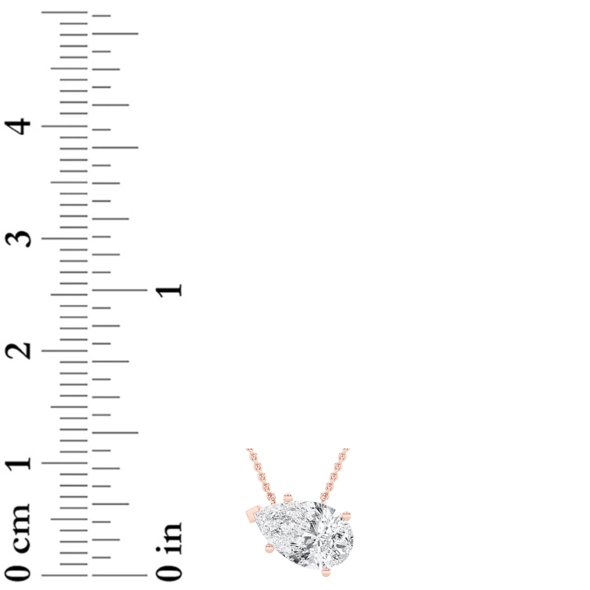 1CTW Pear Shaped Lab Grown Diamond (F/VS) East West Solitaire Necklace in 14K Gold