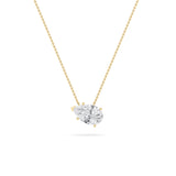 3CTW Pear Shaped Lab Grown Diamond (F/VS) East West Solitaire Necklace in 14K Gold