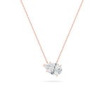 3CTW Pear Shaped Lab Grown Diamond (F/VS) East West Solitaire Necklace in 14K Gold