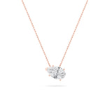 3CTW Pear Shaped Lab Grown Diamond (F/VS) East West Solitaire Necklace in 14K Gold