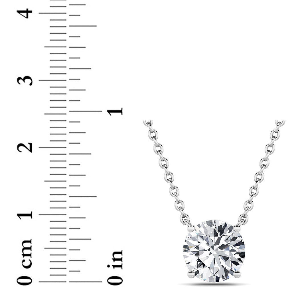 3CTW Round Shaped Lab Grown Diamond (F/VS) Solitaire Necklace in 14K Gold