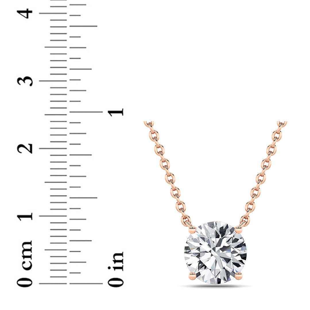3CTW Round Shaped Lab Grown Diamond (G/VS) Solitaire Necklace in 14K Gold