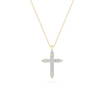 3.5CTW Pear Shaped Lab Grown Diamond (F/VS) Cross Pendant in 14K Gold