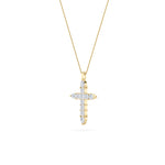 3.5CTW Pear Shaped Lab Grown Diamond (F/VS) Cross Pendant in 14K Gold