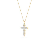3.5CTW Pear Shaped Lab Grown Diamond (F/VS) Cross Pendant in 14K Gold