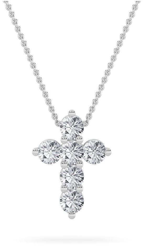 1.5CTW Round Shaped Lab Grown Diamond (F/VS) Cross Pendant in 14K Gold