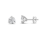1CTW Round Shaped Lab Grown Diamond (F/VS) Three Prong Martini Stud Earrings in 14K Gold