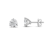 1CTW Round Shaped Lab Grown Diamond (F/VS) Three Prong Martini Stud Earrings in 14K Gold
